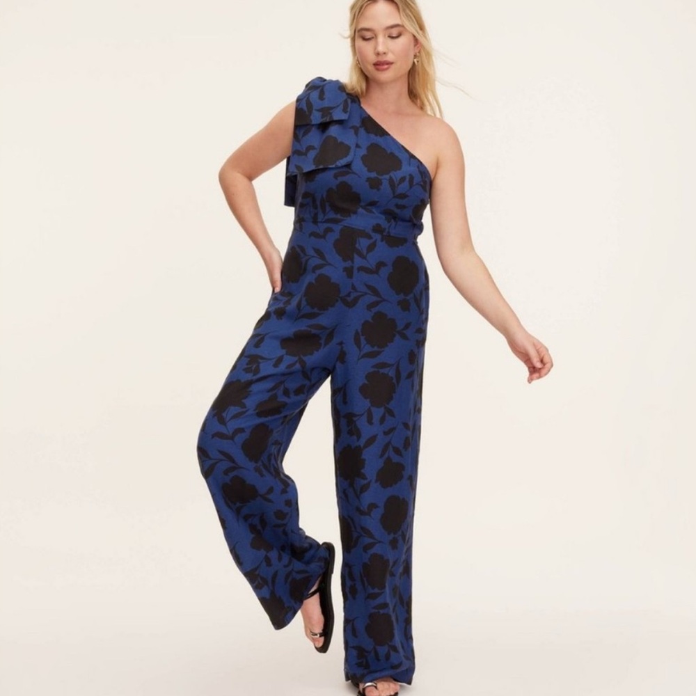 Kate Spade Blue and Black Floral Jumpsuit